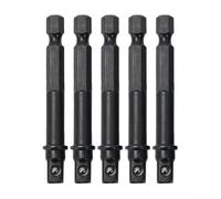 5 Pcs Socket Adapter for Driver Hex Shank to Square Socket Extension 1/4 Inch Featuring Spring Loaded Ball Bearing for Pneumatic and Electric Screwdriver Use