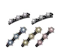 5 Pcs Sparkling Crystal Stone Braided Hair Clips Tooth-Shaped Bangs Hair Barrettes Rhinestones Hairpin