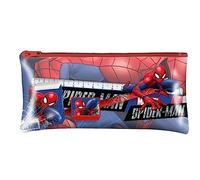 5 Pcs Spiderman Kids Stationery Set with Pencil Case, Zipped Pencil Case for School Kids 1 Pencil 1 Eraser 1 Sharpener and 15cm Ruler, Large Pencil Pouch for School Stationery Size-19cm