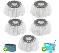 5 PCS Spin Mop Replacement Head, Universal Microfiber Mop Refill with Strong Absorption, Washable Round Mops Head Refill for Hardwood, Tile & Marble Floors