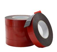 5 PCS Sponge Foam Double Sided - PE Red Film Black Sponge Tape Waterproof Mounting Adhesive Tape Roll for Phone Display, Camera Cover, Auto, Decoration Strip, Paper, etc (19mm)