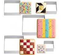 5 Pcs Square Biscuit Cutter Set, Stainless Steel Geometric Edge Cookie Cutters Fondant Biscuit Cake Cheese Cutter Square Pastry Cutters Baking, 5 Sizes (1.37, 1.77, 2, 2.16, 2.55 Inch)