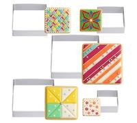 5 Pcs Square Cookie Cutter Set, Stainless Steel Geometric Edge Cookie Cutters Fondant Biscuit Sandwich Cheese Cutter Square Plaque Pastry Mold Bakeware Tools, 5 Sizes (1.5, 2, 2.5, 3.5, 4 Inch)