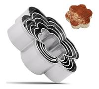 5 Pcs Stainless Steel Flower Cookie Cutters Set, Multi-Size Pastry Biscuit Molds for Baking, Cake, Fondant, Chocolate, Clay Craft, Ideal for Birthday Wedding Party DIY Decor(8cm, 7cm, 6cm, 5cm, 3.8cm)