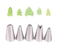 5 Pcs Stainless Steel Icing Nozzle Set - Leaf-Shaped Piping Tips for Decorating Cakes, Cupcakes & Fondant