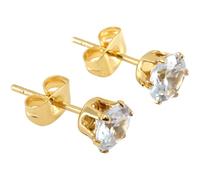5 Pcs Stainless Steel Stud Earrings for Women, Vacuum Plated Elegant Shimmering 6mm Cubic Zirconia Crystal in Secure 6-Prong Setting, Titanium Steel Everyday Sparkle Jewelry