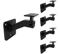 5 Pcs Stair Railing Brackets, Heavy Duty L-Shape Handrail Supports for Indoor Outdoor DIY Projects, Adjustable Black Iron Wall Mounts with Flat Mounting Plates, Matte Black