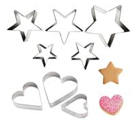 5 Pcs Star and 3 Pcs Heart Cookie Cutters Set for Christmas Baking, Stainless Steel Pastry Cutters for Biscuits, Cakes, Kids' Gingerbread, Mini Snowflakes and Creative Hexagon Shapes
