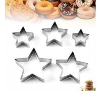 5 Pcs Star Cookie Cutter Set,Star Pastry Cutters for Baking, Cutter Cake Decoration, Stainless Steel Cookie Cutters Stars Christmas Baking Pastry Set, Metal Mould for Party DIY Crafting