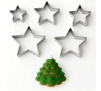 5 Pcs Star Cookie Cutter,Stainless Steel Star Shaped Cookie Cutters,Six-Pointed Stars Pastry Cutter, Great for DIY Baking Cake Decoration Holiday,Use with Pastry,Biscuit.(5 Size)