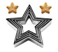 5 Pcs Star Cookie Cutters,Cutter Christmas Baking Pastry Set,Biscuit Cake Kids Gingerbread Mince Small Snowflake Cookies Usable,Shaped Mini Stainless Creative Hexagon Stars,for Christma Foods Shapes