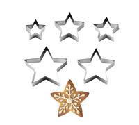 5 Pcs Star Cookie Cutters,Cutter Christmas Baking Pastry Set | for Biscuit Cake, Kids, Gingerbread, Mince, Small, Nowflake Cookies, Christma Foods Mini Stainless Creative Hexagon Stars