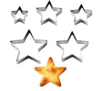 5 Pcs Star Cookie Cutters, Stainless Steel Five-Pointed Shaped Cutter, Cutter Christmas Baking Pastry Set for Christmas DIY Baking Cake Decoration Star Cookie (Silver)