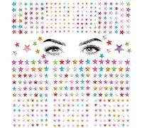 5 Pcs Star Face Gems Stickers, Colorful Star Face Stickers Self Adhesive Crystal Acrylic Faces Jewels for Women Rave Accessories for Parties Festival Daily Use