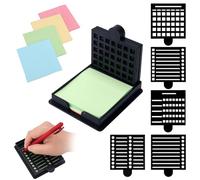 5 Pcs Sticky Note Stencil Templates with 1 Pcs Sticker & 1 Holder, Sticky Note Stencil with Line Box Drawing Template Dispenser Memo Pad Organizer for Office Home School
