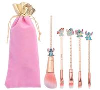 [5 Pcs] Stitch Makeup Brush Set, Gifts Cosmetic Brushes for Powder Eyeshadow Blushes Lips,Portable Kawaii Makeup Brush Set, Stitch Gifts for Girl Women
