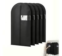 5 Pcs Suit Bag, Black Suit Carriers for Men with Handles, Travel Garment Bags, Waterproof Clothes Cover for Suits and Coats, Custodia Portabiti da Viaggio con Finestra Trasparente, 60 x 100cm