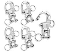 5 Pcs Swivel Eye Snap Shackle 316 Stainless Steel Quick Release Swivel Jaw | Quick Release Shackle for Sailing Rigging, Marine Boat Hardware, 70mm