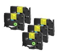 5 Pcs Tack Acrylic Adhesive Label Compatible with Tz-S211 S231 Tz-S241 Tz-S131 S631 Tapes 12mm for PT-E100 Maker(Black on Yellow)
