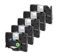 5 Pcs Tack Acrylic Adhesive Label Compatible with Tz-S211 S231 Tz-S241 Tz-S131 S631 Tapes 12mm for PT-E100 Maker(Black on White)