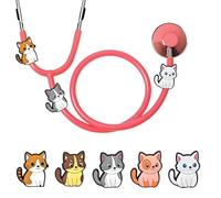 5 Pcs tethoscope Charms for Nurses,Adorable Littmann Stethoscope Accessories with Stethoscope Ring Jewelry,Suitable for Peds Nurse, Doctor, Medical Workers (Cute Cat)