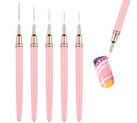 5 Pcs Thin Nail Liner Brushes, Thin Nail art Brushes, for Long Lines, Details, Fine Drawing Nail Dotting Drawing Tool Set 7mm/9mm/11mm/15mm/25mm(Pink)