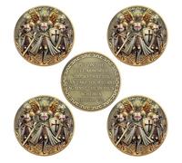 5 PCS Three Knights Armor Challenge Coin | Chivalric Valor & Sacred Shield Medallion | Three Knights Historical Token | Commemorative Gifts for Collectors, Historians, and Enthusiasts