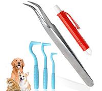 5 Pcs Tick Remover Tool Set, Professional Tick Tweezers Tick Hooks Tick Remover Painlessly Tick for Dogs Cats Horses and Other Pets