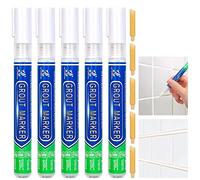 5 Pcs Tiles Grout Pen, Tile Grout Pen White Wall Repair Pens, Tile Grout Reviver Pens for Tile Grout Wall Floor Bathrooms and Kitchen Restoring Grout Joints