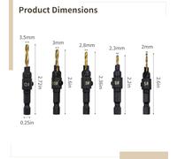 5 Pcs Titanium Coated High-Speed Steel Countersink Drill Bit Set, Ideal For Hard And Soft Wood Applications, Efficient Drilling Tools
