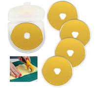 5 Pcs Titanium Coated Rotary Cutter Blades 45mm, Rotary Cutter Circular Fabric Blades, Universal Replacement Rotary Cutter Blades for Truecut/DAFA/Dremel/OLFA for Quilting Scrapbooking Sewing