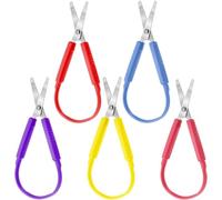 5 Pcs Toddler Scissors, Adaptive Scissors for Kids Special Needs, Easy-to-use Elastic Loop Fun Training Scissor with Comfort Handle for Crafts, DIY (Multi-Colored)
