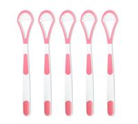 5 Pcs Tongue Scraper Tongue Brush, Scraper Handle Tongue Cleaners Brush to Help Resist Bad Breath and Freshen The Breath, Great for Adult Kids Remove Tongue Coating (Pink)