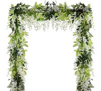 5 Pcs (Total 32.8Ft) Artificial Wisteria Garland Wisteria Vine Rattan Fake Wisteria Vine Flower Garland for Wedding Garden Outdoor Decor (White)