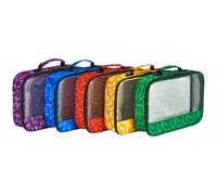 5 PCS Toys Storage Bags for kids,Travel Organizer Pouch Case for Lego Bricks, Puzzles, Building Blocks,Waterproof Colorful Print Design with Handle (Half-Transparent)