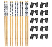 5 Pcs Training Chopsticks, Chopsticks for Beginners with 10 Chopstick Helper Aids, Reusable Chopsticks for Adults Learning Asian Dining Etiquette, Home Practice and Travel Meals