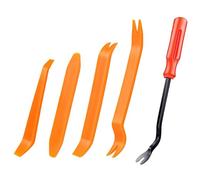 5 Pcs Trim Removal Tools, Pry Tools, Car Pry Tool Kit, Car Panel Door Audio Radio Stereo Removal Tools, Auto Clip Fastener Remover Pry Tool Set, Orange