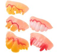 5 Pcs Ugly Fake Teeth Halloween Make-Up Fangs Display Cosmetics Fancy Dress Gnarly Funny Scary,Vampire Denture Bob Joke Novelty Demon Tricky Buck for Aldult Masquerade 2X1.2X0.8 Inch