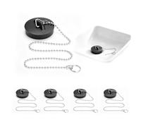 5 Pcs Universal Bath Plug and Chain, Kitchen Sink Plugs with Stainless Steel Chain, Bath Tub Plug, Bathtub Plugs for Sinks Kitchen Bathroom Drain Stoppers 41 mm to 44 mm