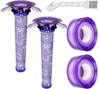 5 Pcs Upgraded V8 Vacuum Filter Replacement Kit Compatible with Dyson V8 New Version SV25 / Dyson V7 New Model SV37 Cordless Vacuum, 2 Pre-Filters + 2 Post-Filters + 1 Brush, Replace Part #965661-05