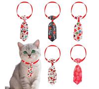 5 Pcs Valentine's Day Dog Ties Pet Neck Tie, Adjustable Heart Dogs Collar, for Medium Small Pet Valentine Birthday Holiday Costumes