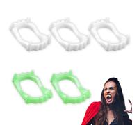 5 Pcs Vampire Teeth for Children Vampire Teeth Child-friendly Stable Safe Dracula Vampire for Clip-on Halloween Fancy Dress White Green