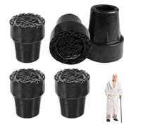 5 PCS Walking Stick Rubber Ends, Non-Slip Rubber Replacement Cane Tip for 19 MM Diameter Standard, Walking Stick Ferrules, Crutch Accessory, Black