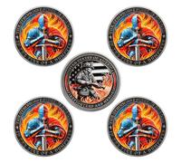 5 PCS Water Hose Firefighter Knight Challenge Coin | Courage and Valor Memorial Medallion | Thank You for Your Service Token | Appreciation Gifts for Firefighters & First Responders