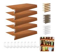5 Pcs Waterproof Wire Shelf Covers for Kitchen Pantry Closet & Bathroom - Easy to Cut & Inll Removable PVC Prevents Item Leaka (Walnut 27" W x 19" D)