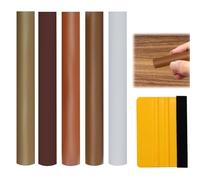 5 Pcs Wax Filler Sticks Kit Wood Touch Up Worktop Furniture Repair Crayons Laminate Counter Wood Scratch Remover with Scraper for Stains Scratches Holes Floor Desks Carpenters