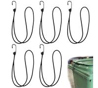 5 Pcs Wheelie Bin Locks, Black, with Elastic Cord Design to Prevent Trash from Spilling or Being Blown Over by The Wind