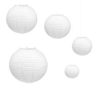 5 Pcs White Paper Lanterns, 3/6/8/10/12 inchPaper Lampshades for Ceiling Lights, White Paper Light Shades, Round Lampshade Lanterns, Ribbed Style Lampshade for Home Party Decorations
