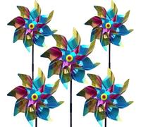 5 Pcs Windmills For Garden, Bird Scarer Windmill with Reflective Holographic Strips, 55 cm Garden Windmill, Bird Deterrent for Gardens, Crops, Flowers, Lawns and Orchards
