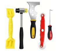 5 Pcs Window Glazing Tool Kit, Glazing Tools with Multi-Functions Rubber Hammer, 13-in-1 Knife Chisel, Red Window Roller, Rubber Strip Shovel and Pick Hook, Hand Tool Sets for Window Door Screen